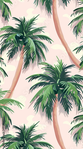 seamless pattern of mini plain palm trees  cute