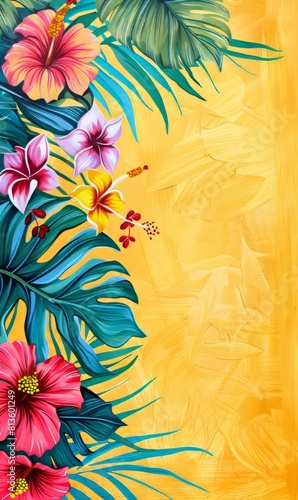 vibrant and colorful illustration of tropical flowers