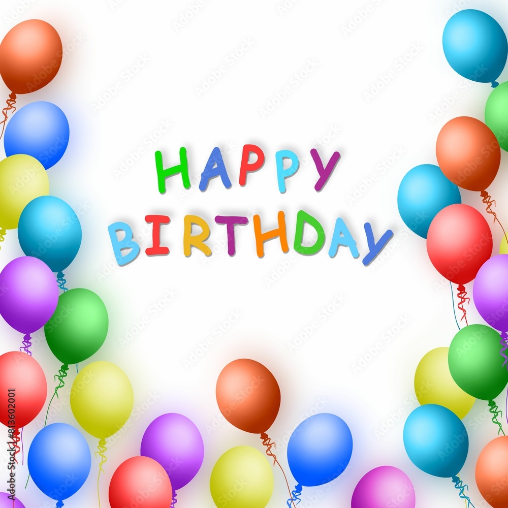 Happy birthday template with colorful balloons Happy birthday template with colorful balloons