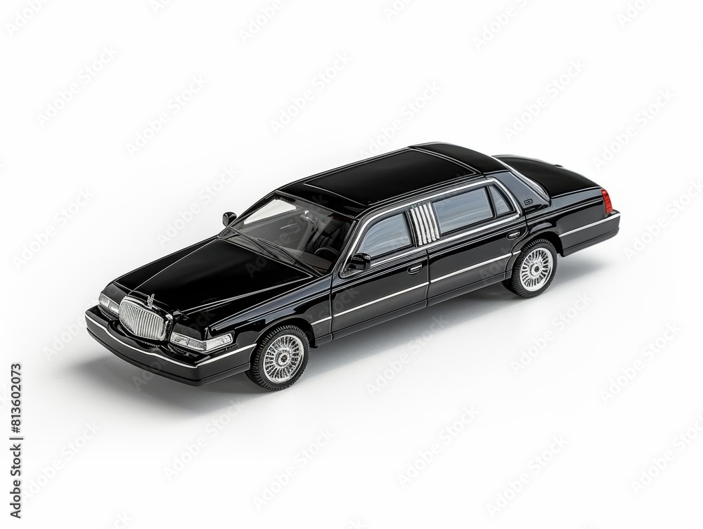 Limousine Services Model of a sleek limousine, used for stylish transportation around the city, isolated on white background.