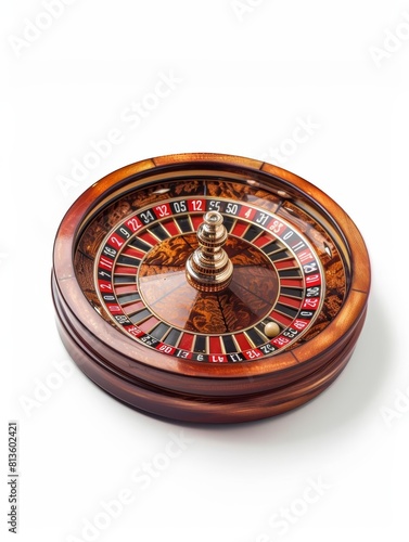 Roulette Wheels Classic roulette wheel in action, capturing the excitement of the spin, isolated on white background.