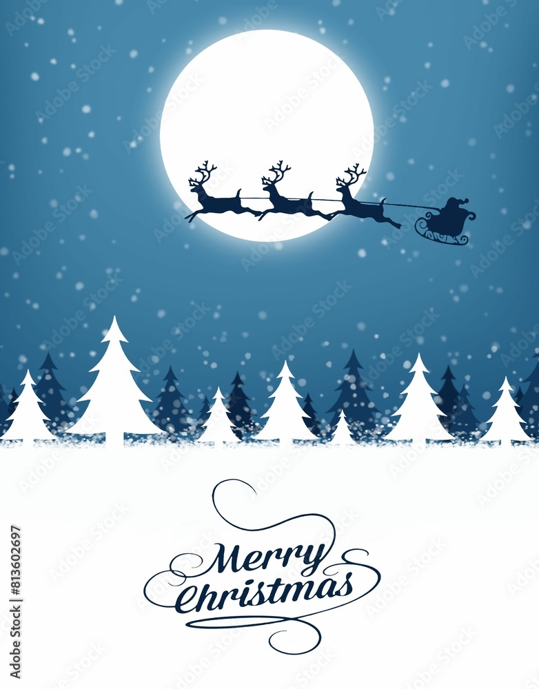 Digital render of a beautiful Christmas greetings background with Santa's reindeer sled Digital render of a beautiful Christmas greetings background with Santa's reindeer sled