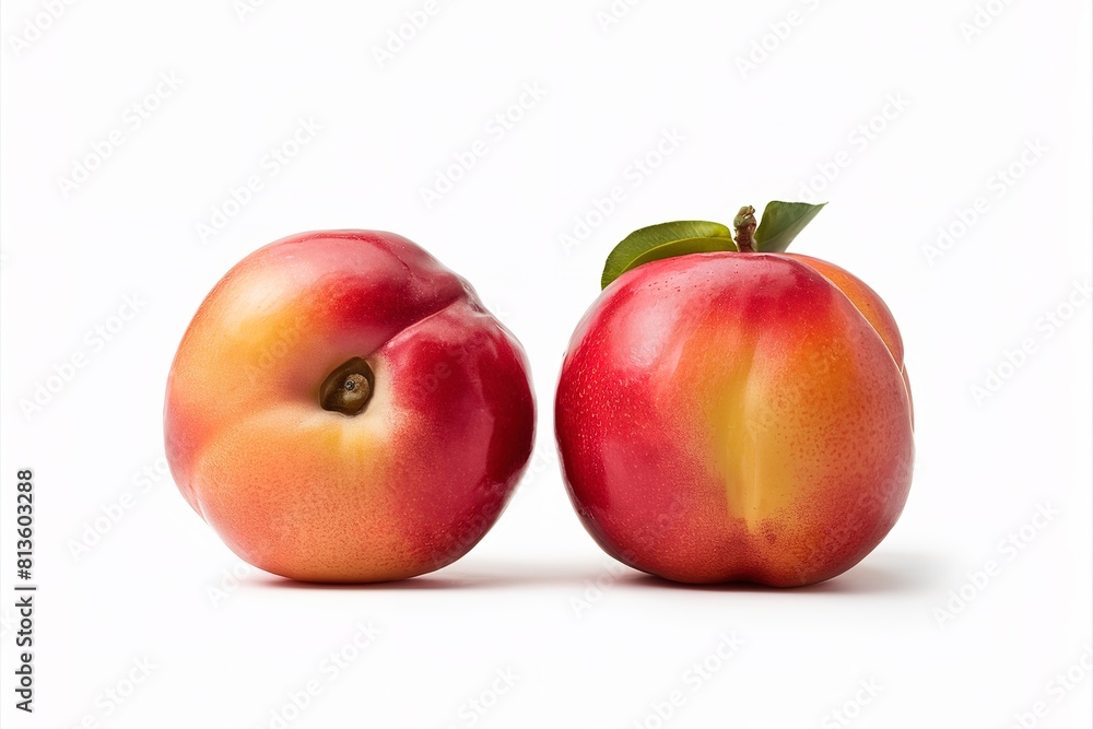 ripe round red nectarine isolated on white background, tasty and healthy fruit ripe round red nectarine isolated on white background, tasty and healthy fruit