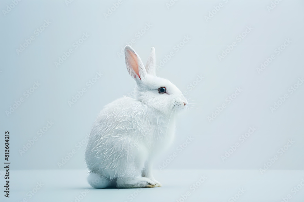 Obraz premium Cute white rabbit isolated on White background