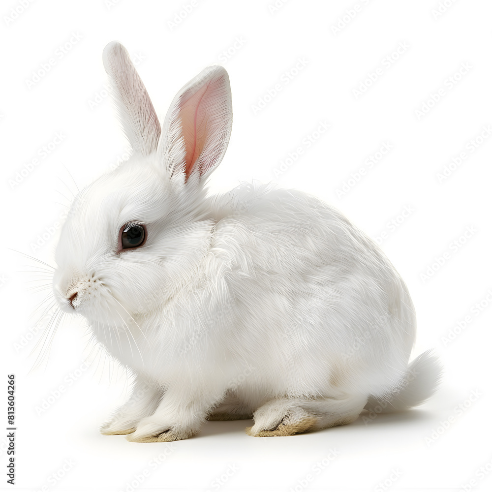 Fototapeta premium Cute white rabbit isolated on White background