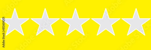 Star icon. Vector yellow isolated five stars. Customer feedback concept. Vector 5 stars rating review. Quality shape design.