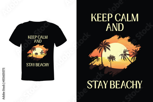 Chill out in style with our 'Keep Calm and Stay Beachy' tee - the perfect blend of laid-back attitude and seaside charm for your summer adventures