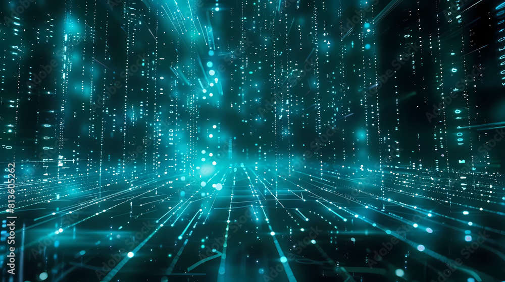 abstract techno matrix background with a laptop, a cup of coffee, and a pair of headphones abstract techno matrix background with a laptop, a cup of coffee, and a pair of headphones