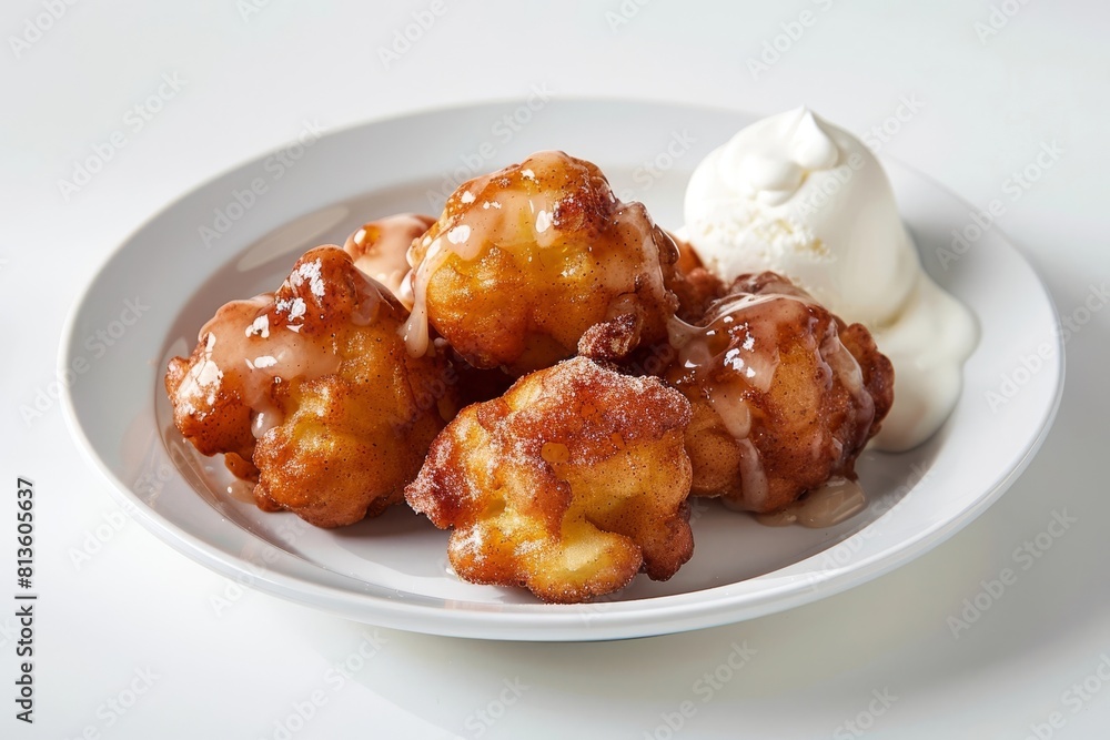 Homemade Apple Fritters with Fresh Mint Garnish Homemade Apple Fritters with Fresh Mint Garnish