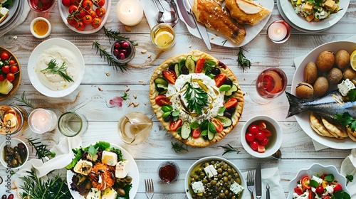 Traditional Turkish breakfast table  photo