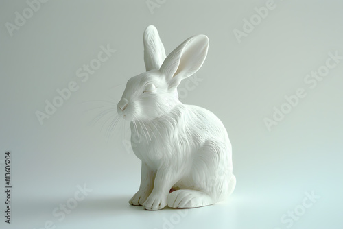 Decor Sculpture  figurine of a white bunny isolated on white background