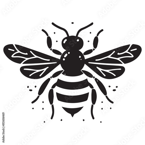 Bee silhouette black vector flat illustration