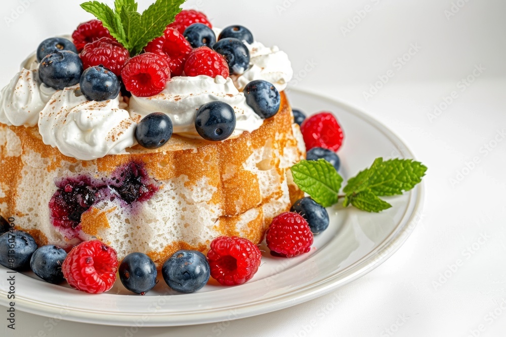 Extravagant Angel Food Cake with an Explosion of Berries and Cream Extravagant Angel Food Cake with an Explosion of Berries and Cream
