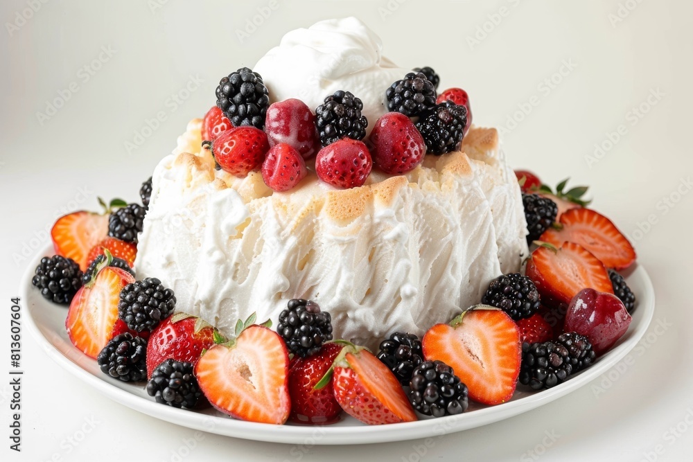 Delicious Angel Food Cake with Fresh Berries and Whipped Cream Delicious Angel Food Cake with Fresh Berries and Whipped Cream