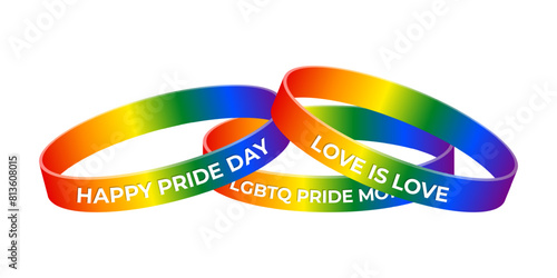 Vector illustration of LGBTQ wristbands on transparent background