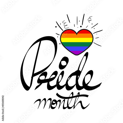 Vector illustration of LGBT Pride Month hand written calligraphy on transparent background