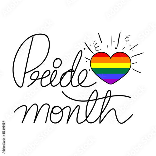 Vector illustration of LGBT Pride Month hand written calligraphy on transparent background