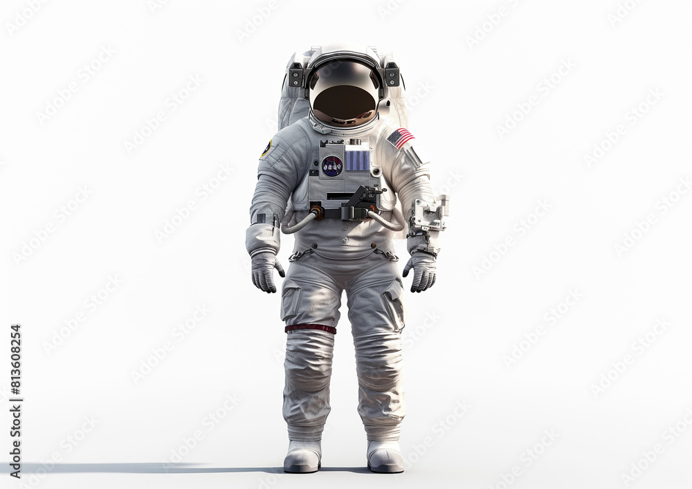 Astronaut in a white space suit and helmet, during a walk Astronaut in a white space suit and helmet, during a walk