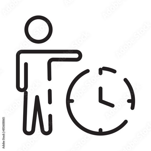 Person Time Clock Line Icon