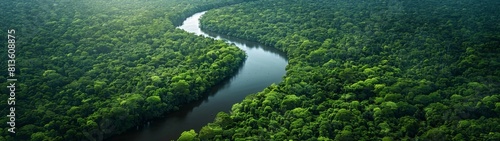 Gazing down upon the Amazon rainforest  one witnesses a living entity  vibrant and teeming with life. Its emerald canopy  unbroken and vast  seems to breathe with the rhythm of the Earth s heartbeat.