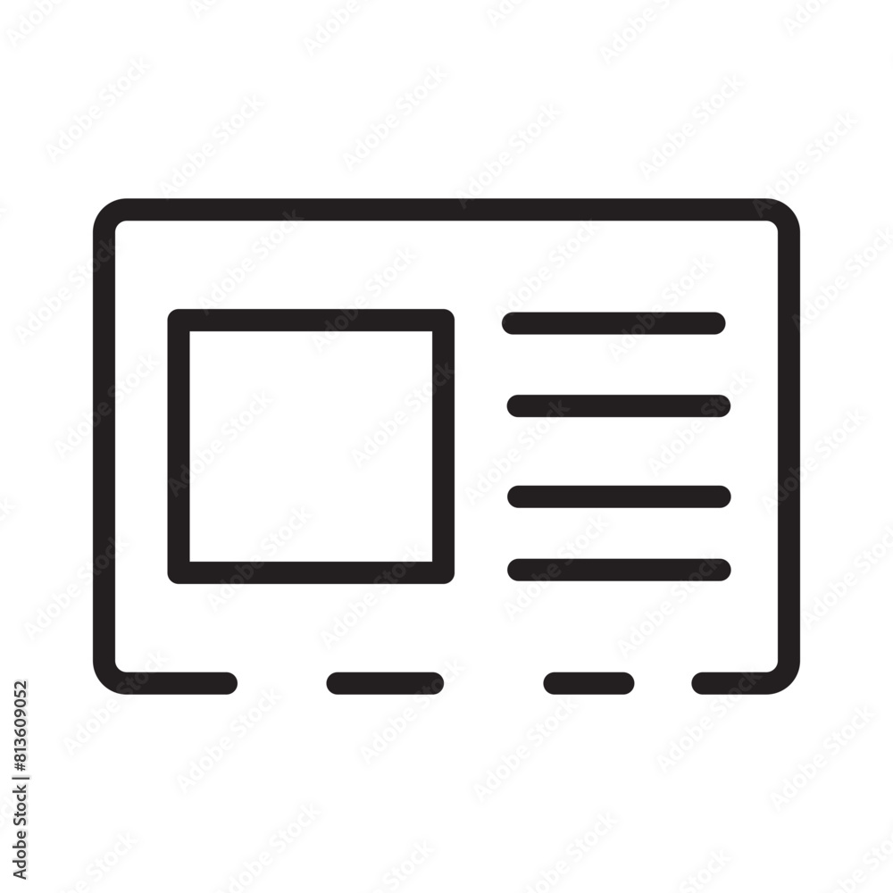 Business Card Identity Line Icon Business Card Identity Line Icon