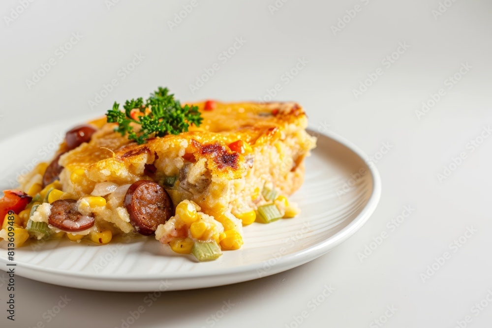 Gourmet Andouille Corn Pudding with Aromatic Vegetables Gourmet Andouille Corn Pudding with Aromatic Vegetables