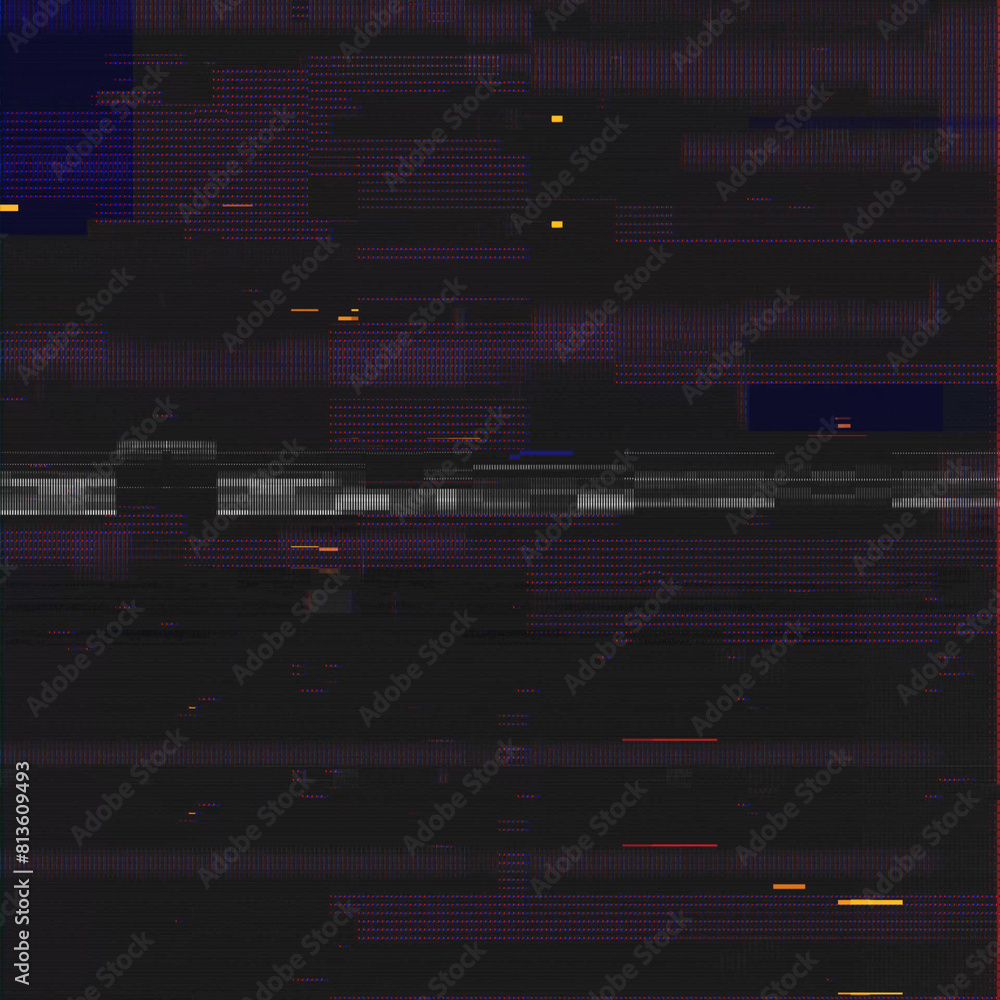 Glitch noise static television or VHS VFX. Tv screen interference distortion effect. Vintage background or glitch transition effect for video editing. Old damaged noisy stripes effect