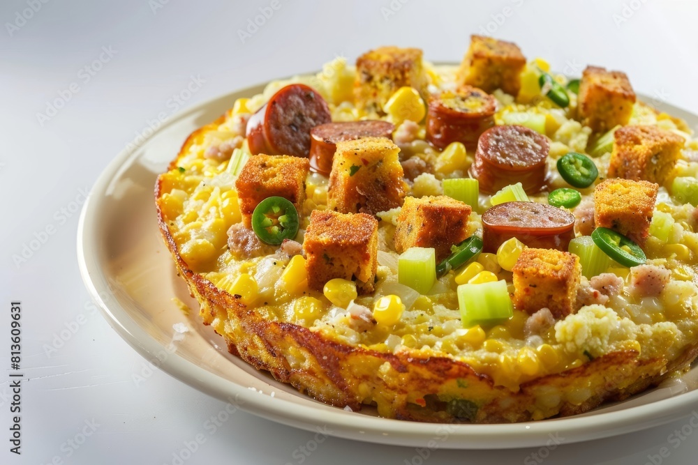 Rustic Andouille Corn Pudding with Golden Crust Rustic Andouille Corn Pudding with Golden Crust