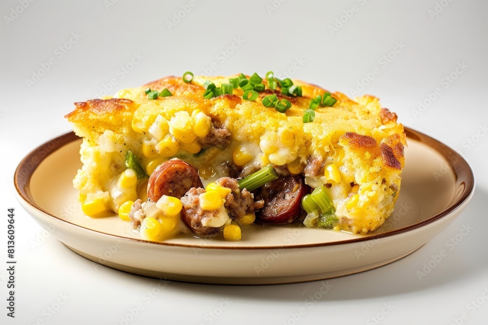Andouille Corn Pudding with Perfectly Diced Jalapeno Cornbread Andouille Corn Pudding with Perfectly Diced Jalapeno Cornbread