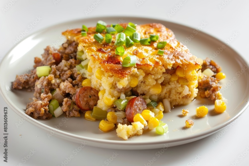 Elegant Andouille Corn Pudding with Golden Crust and LA Spice Elegant Andouille Corn Pudding with Golden Crust and LA Spice