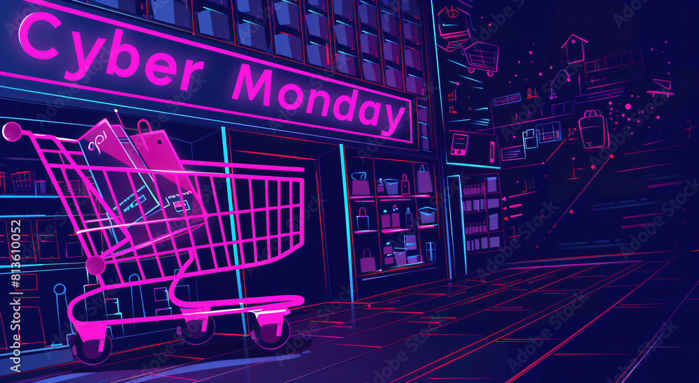 Cyber Monday Glitch Banner. Cyberpunk-Style Promotion with Distorted Text and Glowing Effects
Cyber Monday Glitch Banner. Cyberpunk-Style Promotion with Distorted Text and Glowing Effects