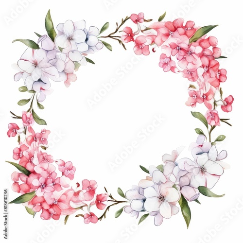 Wallpaper Mural bouvardia themed frame or border for photos and text. clusters of small pink and white flowers. watercolor illustration, flowers frame, botanical border, Wedding bouquet in a frame for the design. Torontodigital.ca