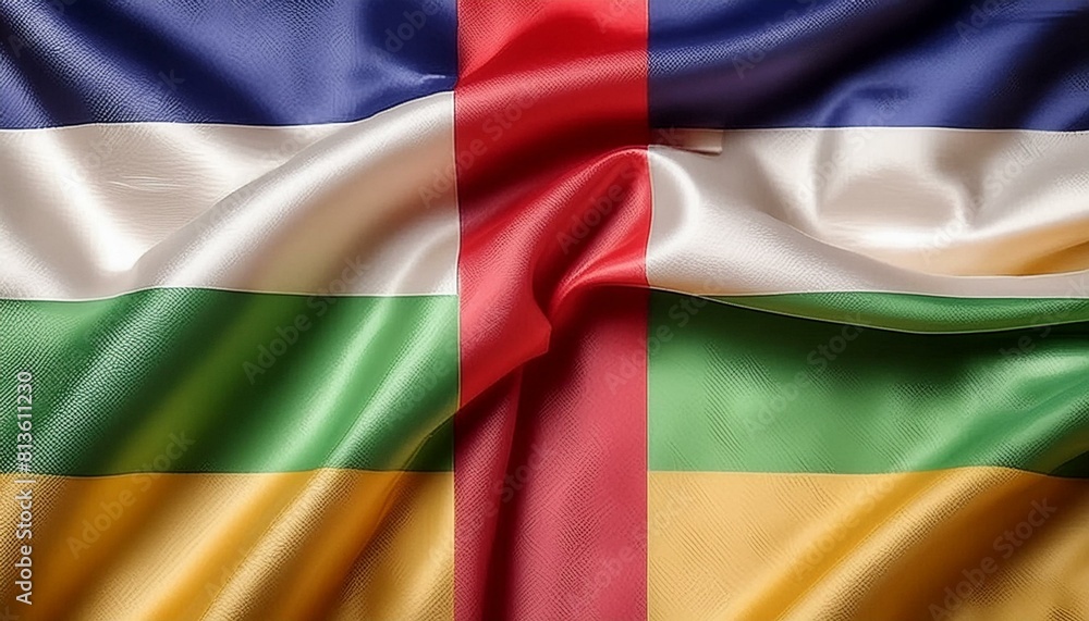 Obraz premium Fabric and Wavy Flag of Central African Republic