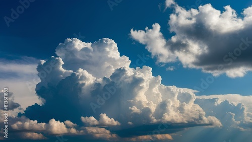 Beautiful blue clear sky full of clouds. White clouds in cloudy sky landscape