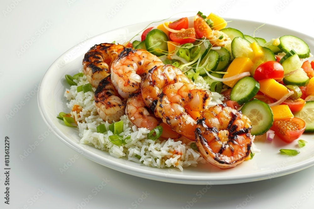 Ana's Grilled Shrimp over Coconut Rice with Mango Salad Ana's Grilled Shrimp over Coconut Rice with Mango Salad