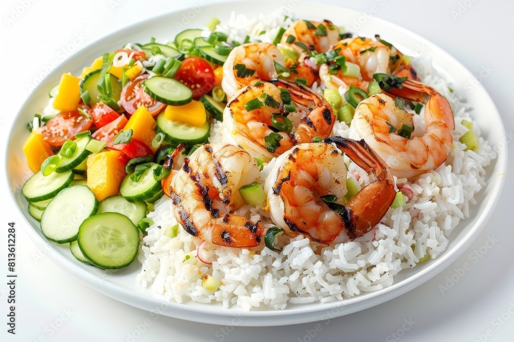 Ana's Grilled Shrimp over Coconut Rice with Zesty Mango Salad Ana's Grilled Shrimp over Coconut Rice with Zesty Mango Salad