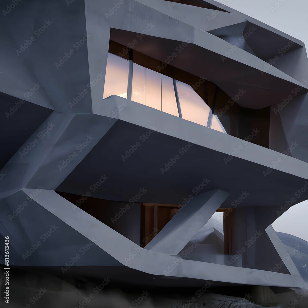 Fototapeta premium Illustration of a modern house at sunset