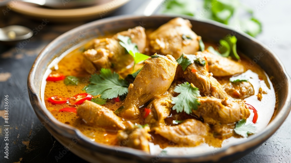 Fiery Flavors: Indulge in Boiled Chicken Broth and Spicy Chicken Curry Delights! --ar 16:9