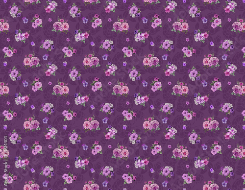Allover rose floral pattern with background