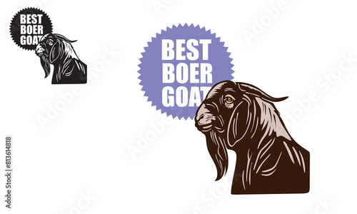 GREAT BOER HEAD LOGO, silhouette of great ram vector illustrations
