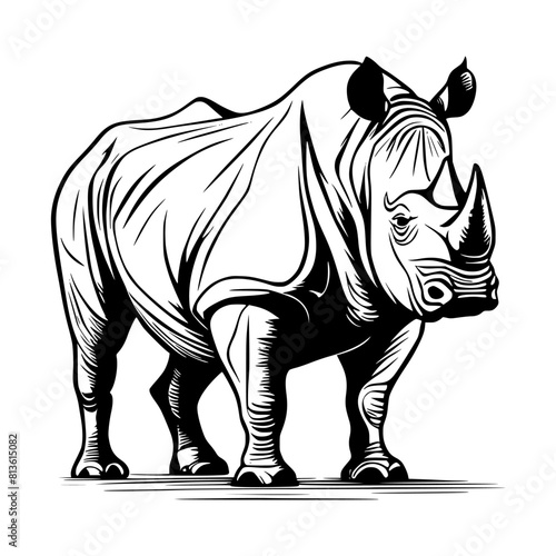Vector illustration of a Rhino in front of a white background