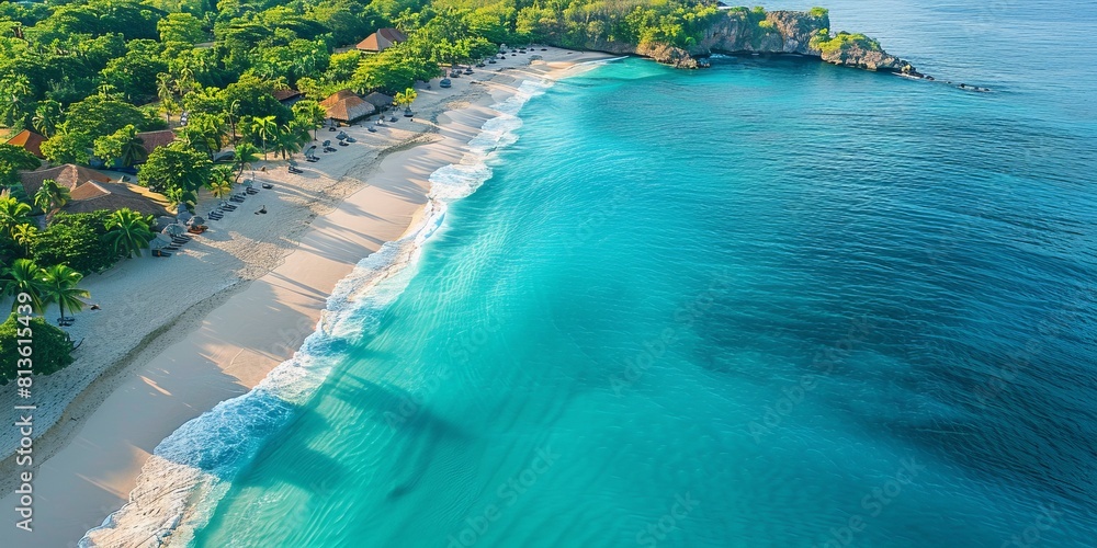 Aerial view of the beautiful beaches at the Caribbean Sea