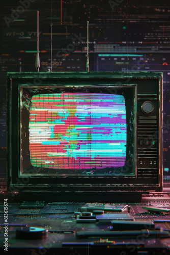 Texture resembling a retro TV screen  featuring scanlines and pixelation. Retro TV screen textures offer a nostalgic and vintage backdrop