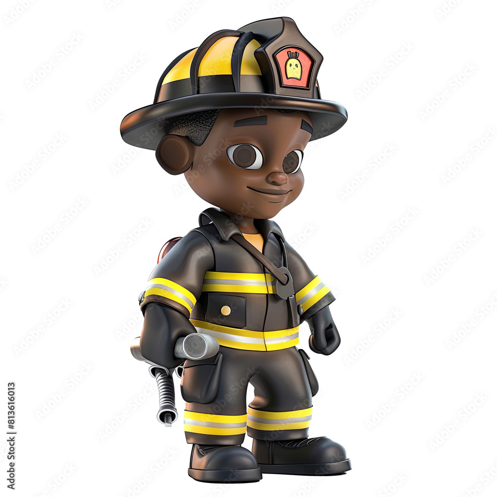 Fototapeta premium Isolated 3d firefighter. No background.