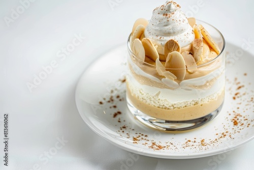 Luxurious Amaretto Syllabub Dessert with Aromatic Nutmeg Garnish photo