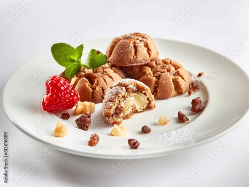 Artisanal Italian Amaretti Cookies on White Plate