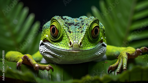 green frog on a branch