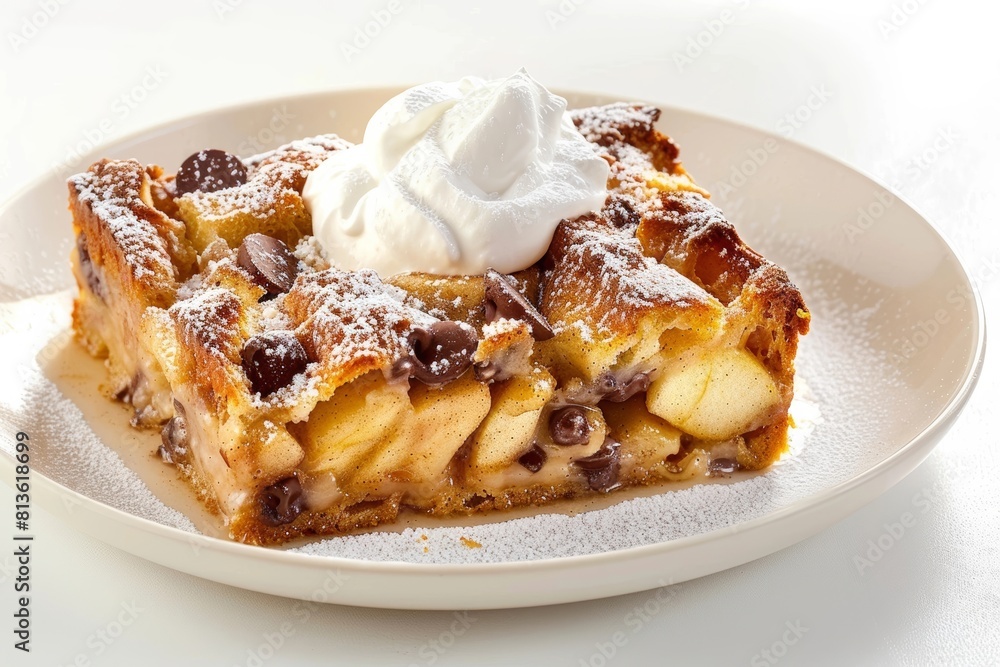 Tempting Apple-Chocolate Chip Bread Pudding with Exquisite Presentation Tempting Apple-Chocolate Chip Bread Pudding with Exquisite Presentation