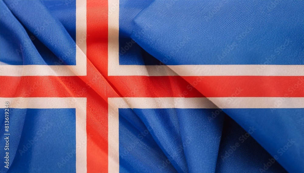 Fototapeta premium Fabric and Wavy Flag of Iceland