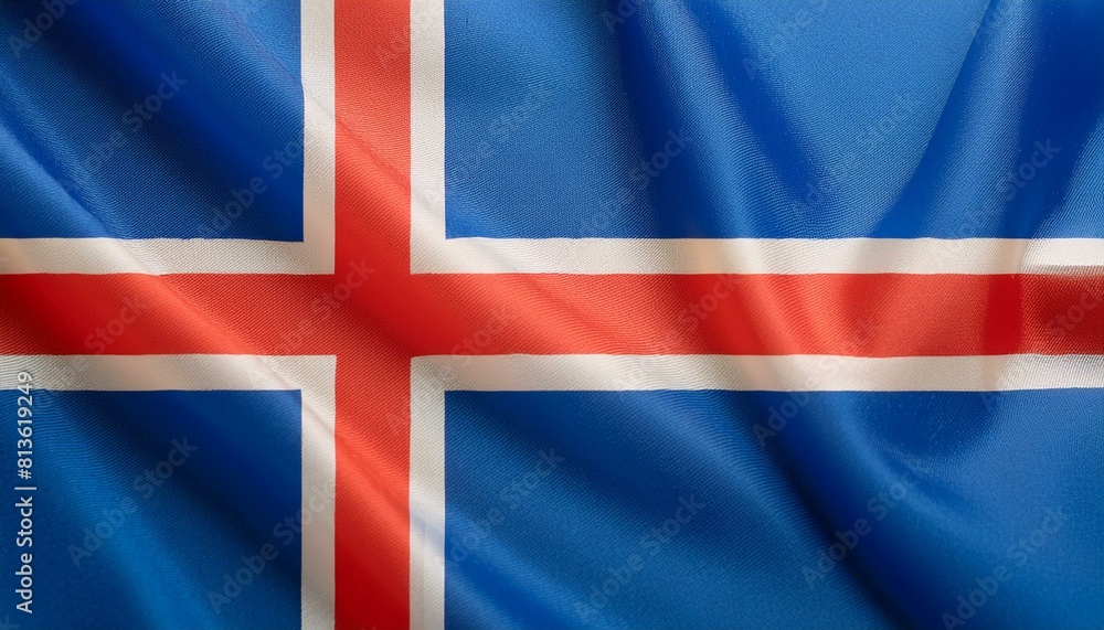 Fototapeta premium Fabric and Wavy Flag of Iceland
